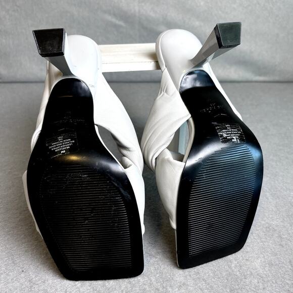 Marc Fisher Gray Leather Slip On Party Wedding Holiday Evening Sandal NEW Size 8 - Picture 6 of 7